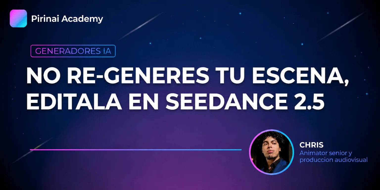 Chris, animador senior, presentando el truco de edición local en Seedance 2.5 en el canal de Telegram de Pirinai Academy